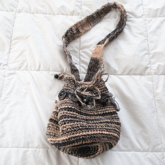 Gorgeous Summer Raffia Straw Tote Bag in Brown Neutral Tones / Small - Picture 1 of 12